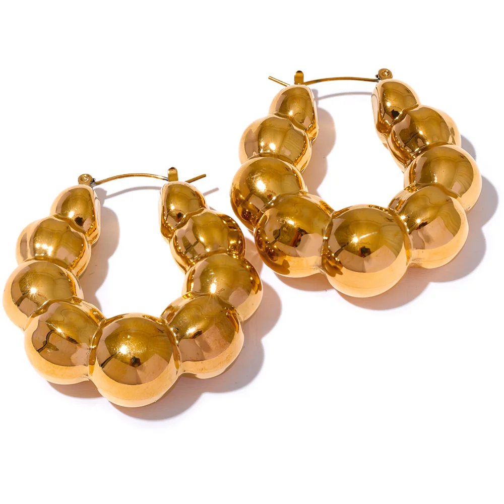 Gradient Beads Geometric Hoop Earrings